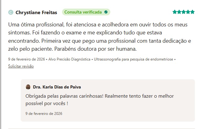 Avaliação verificada de Chrystiane Freitas no Doctoralia
